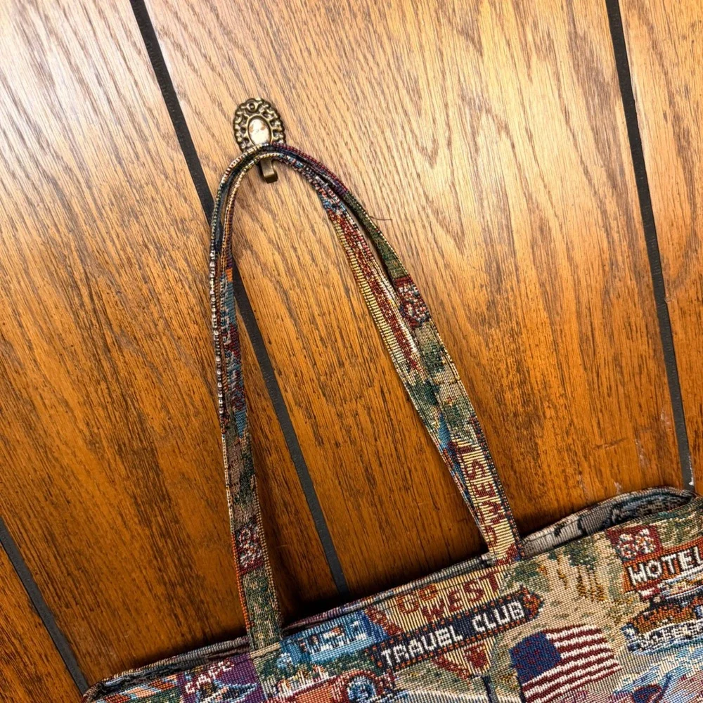 Vintage Route 66 Tapestry Tote Bag Womens OS Multi Americana Grandma Western 90s
